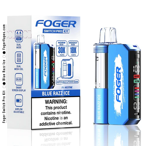 blue razz ice foger switch pro kit 30k puffs